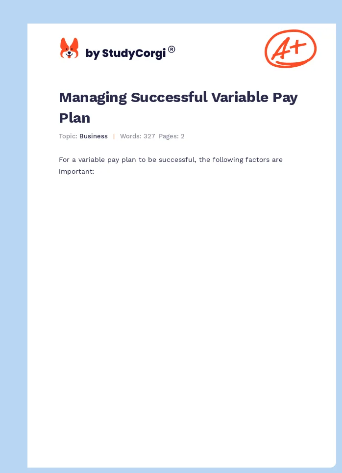 Managing Successful Variable Pay Plan. Page 1