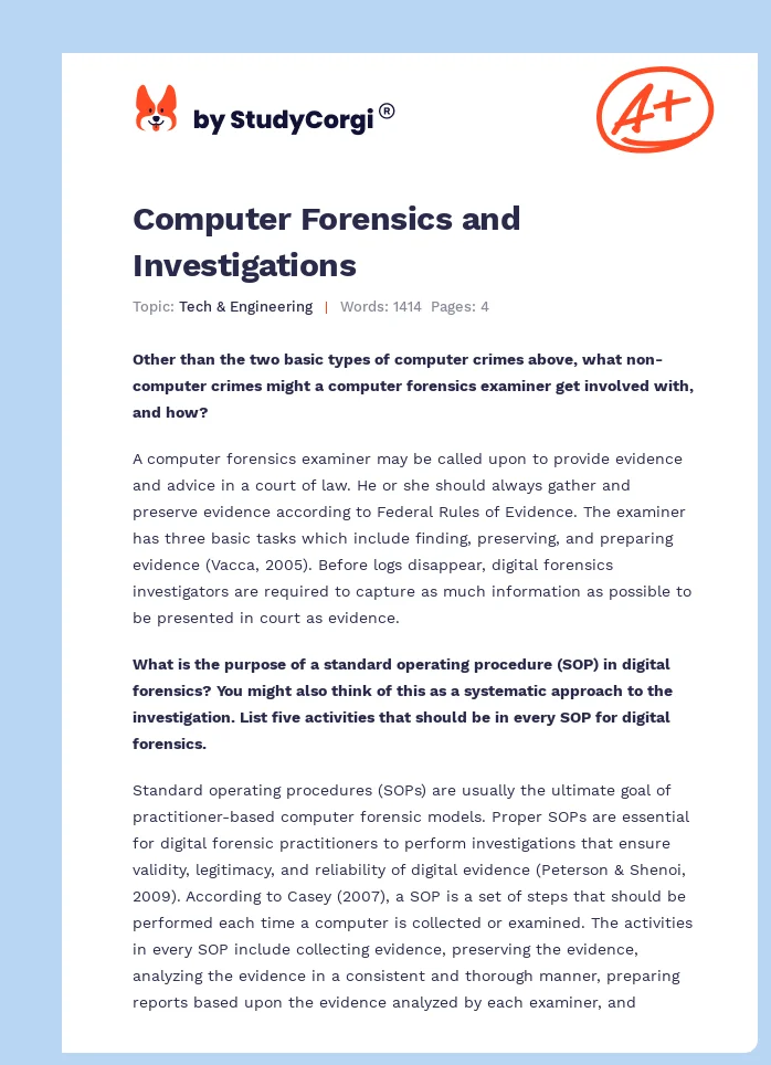 Computer Forensics and Investigations. Page 1