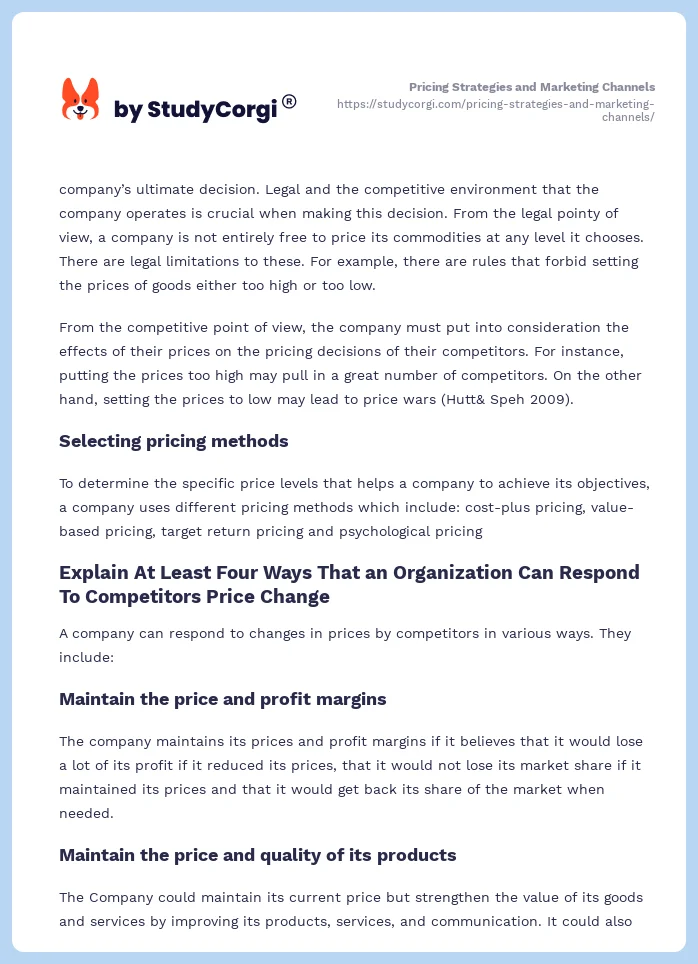 Pricing Strategies and Marketing Channels. Page 2