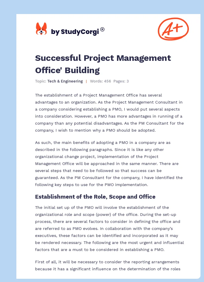 Successful Project Management Office' Building. Page 1