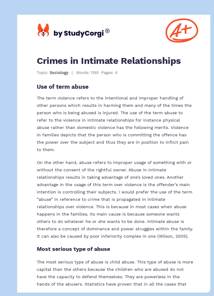 Crimes in Intimate Relationships. Page 1