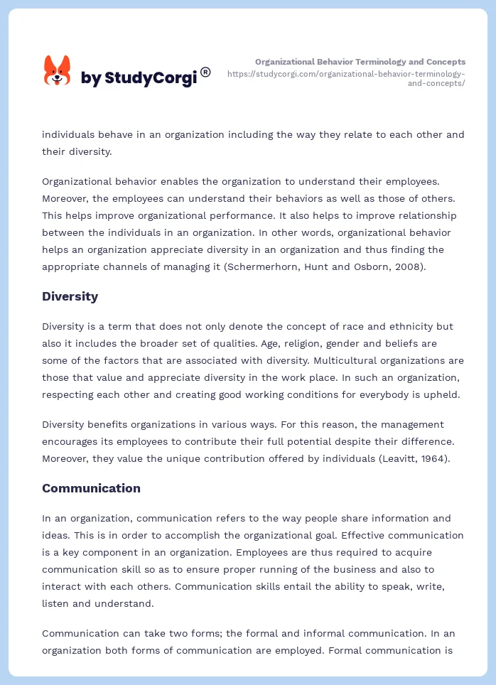 Organizational Behavior Terminology and Concepts. Page 2