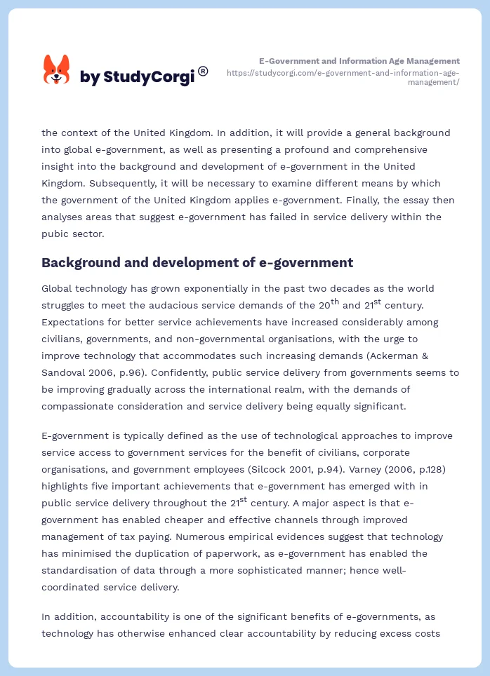 E-Government and Information Age Management. Page 2