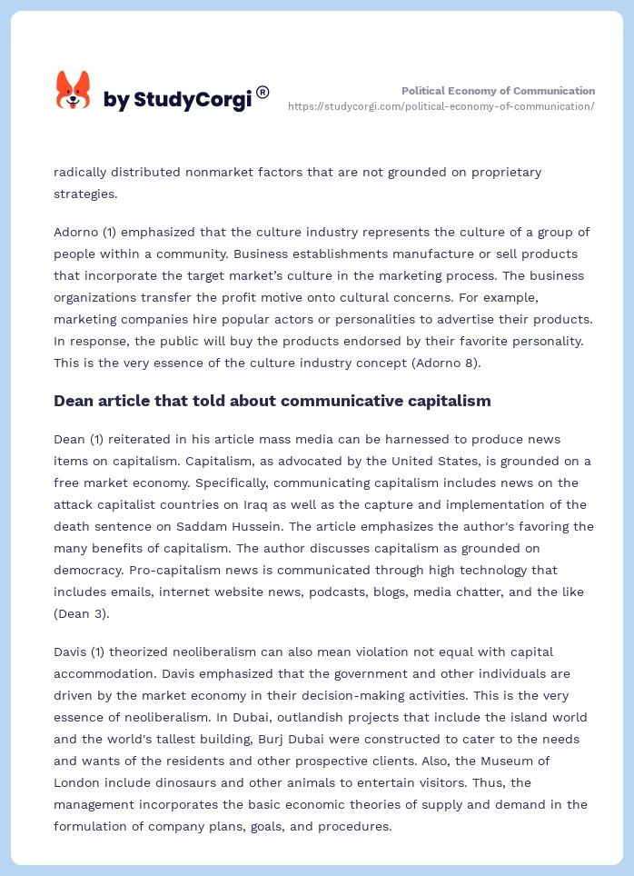 Political Economy of Communication. Page 2