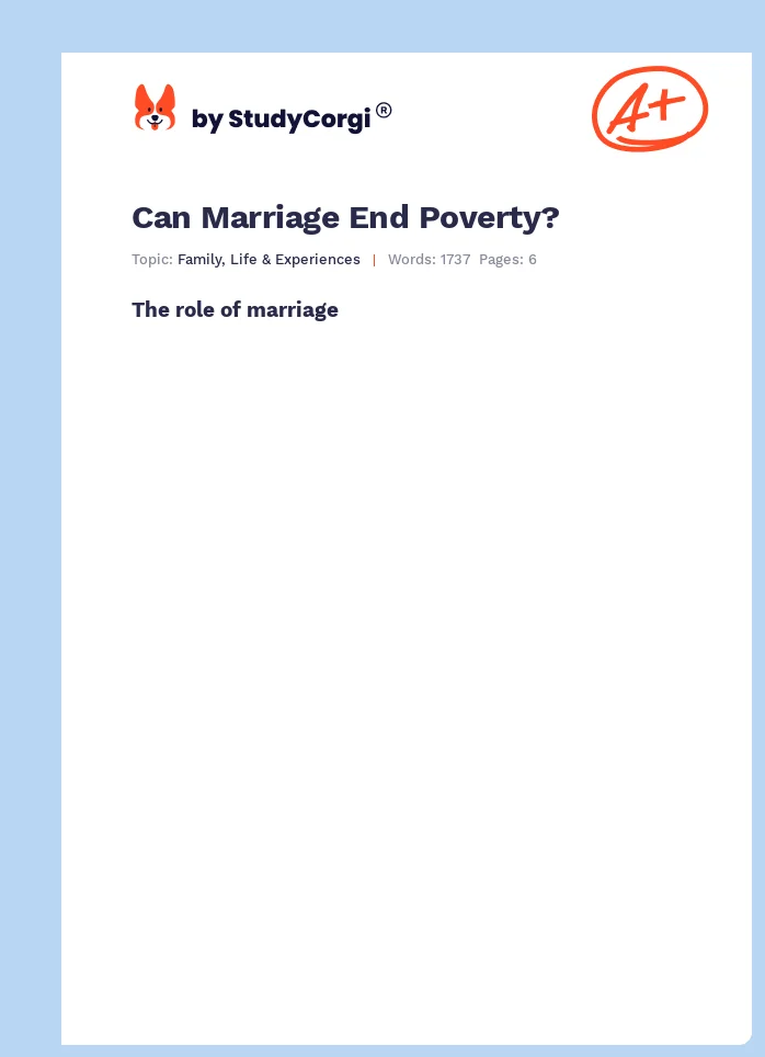 Can Marriage End Poverty?. Page 1