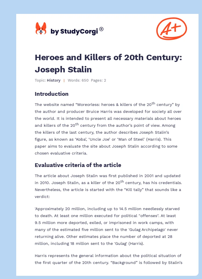 Heroes and Killers of 20th Century: Joseph Stalin. Page 1