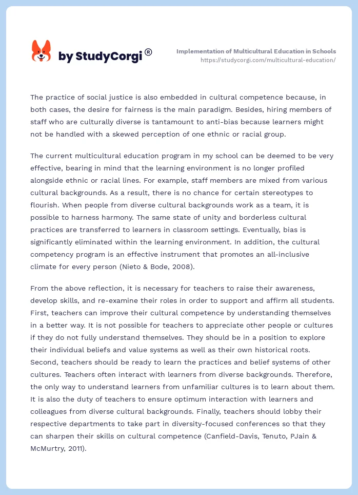 Implementation of Multicultural Education in Schools. Page 2