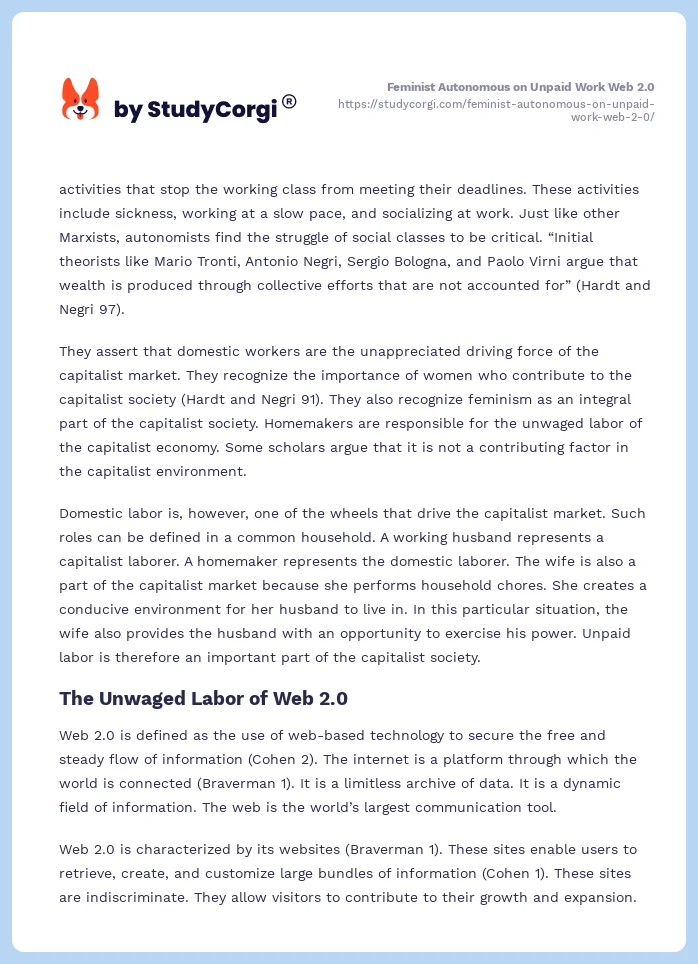 Feminist Autonomous on Unpaid Work Web 2.0. Page 2