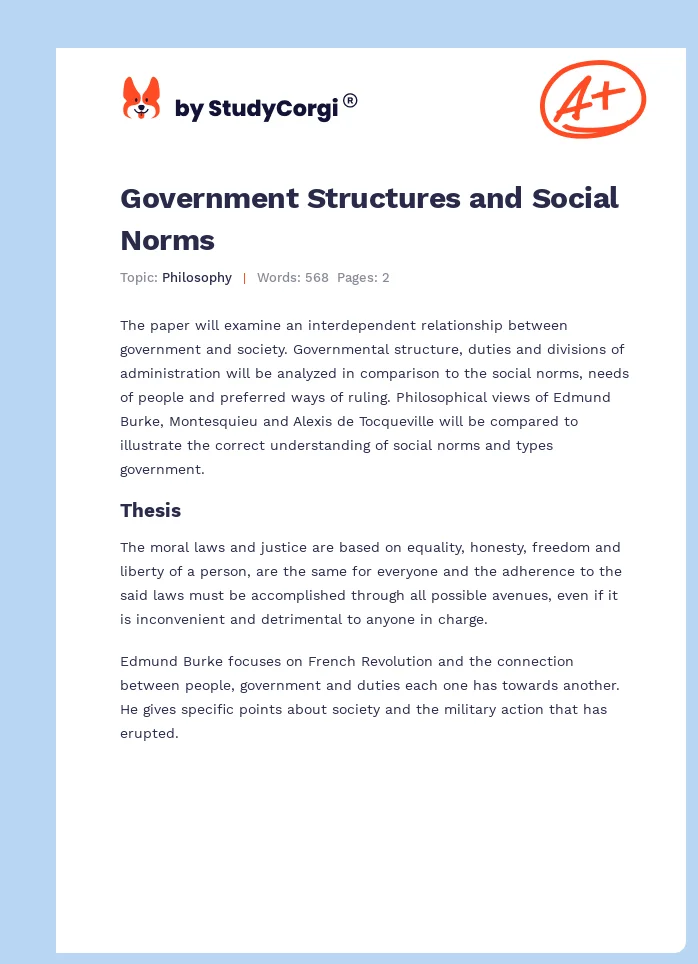 Government Structures and Social Norms. Page 1