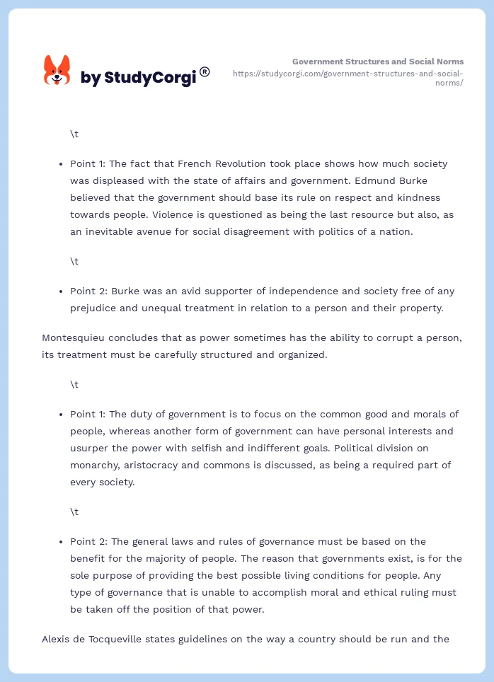 Government Structures and Social Norms. Page 2