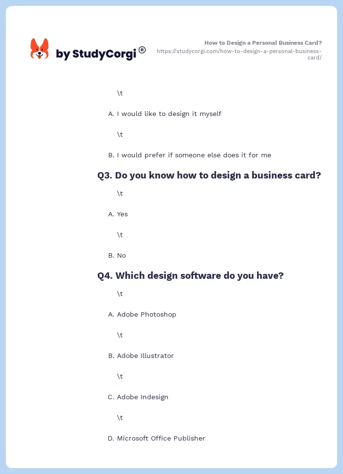How to Design a Personal Business Card?. Page 2