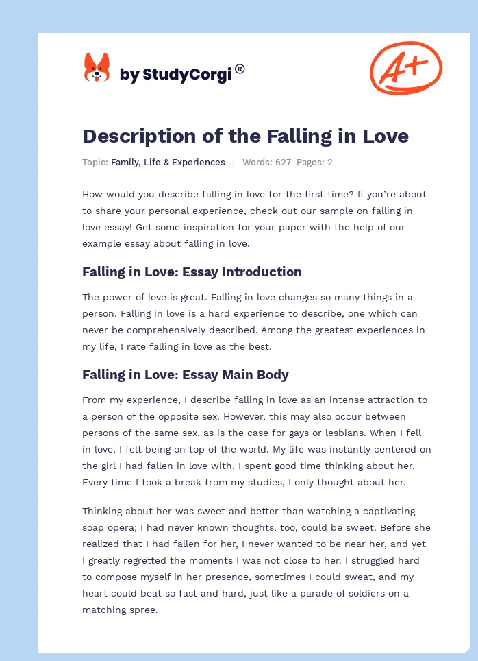 Description of the Falling in Love. Page 1