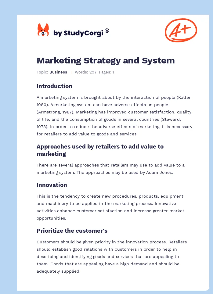Marketing Strategy and System. Page 1