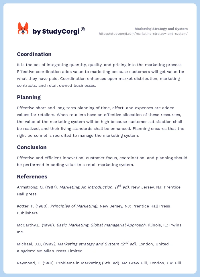 Marketing Strategy and System. Page 2