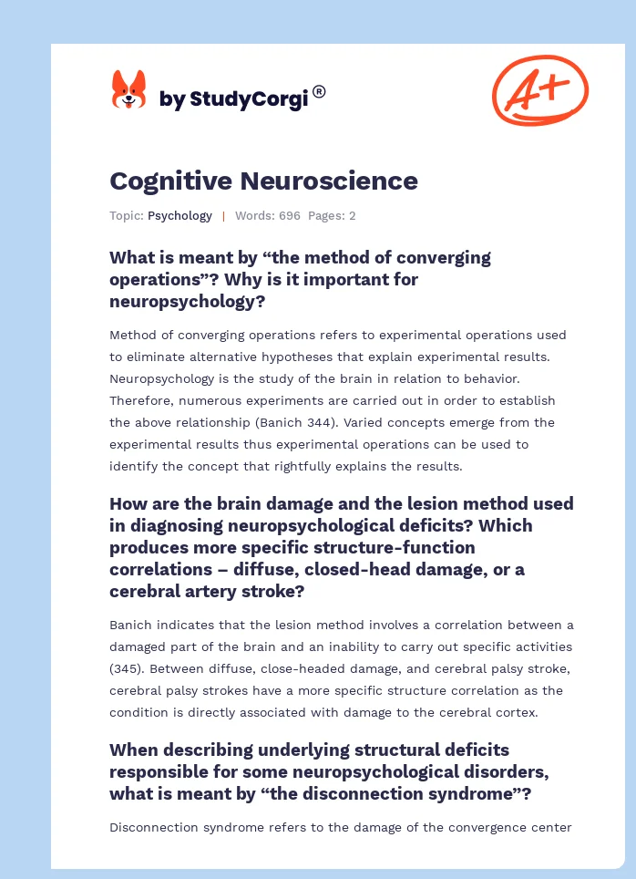 Cognitive Neuroscience. Page 1