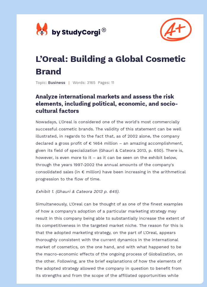 L’Oreal: Building a Global Cosmetic Brand. Page 1