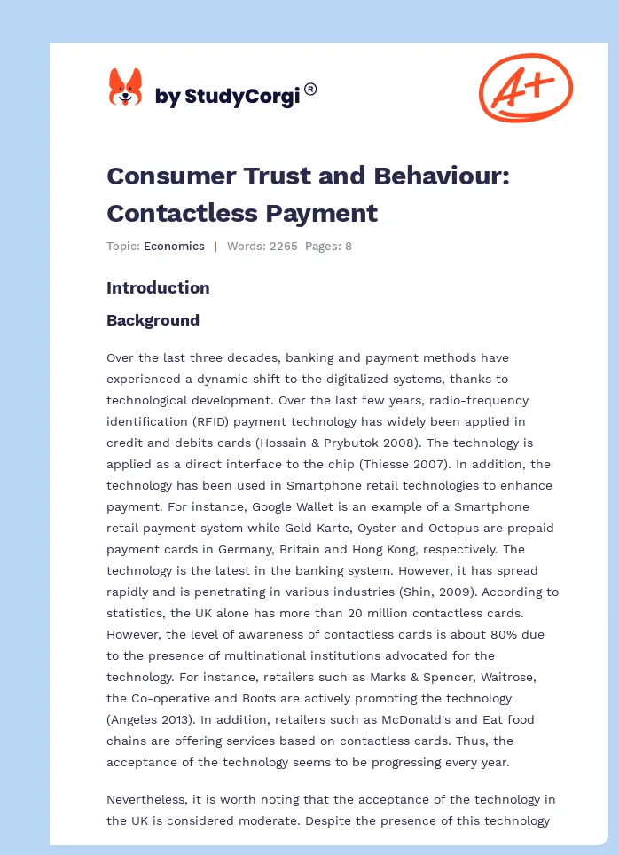 Consumer Trust and Behaviour: Contactless Payment. Page 1