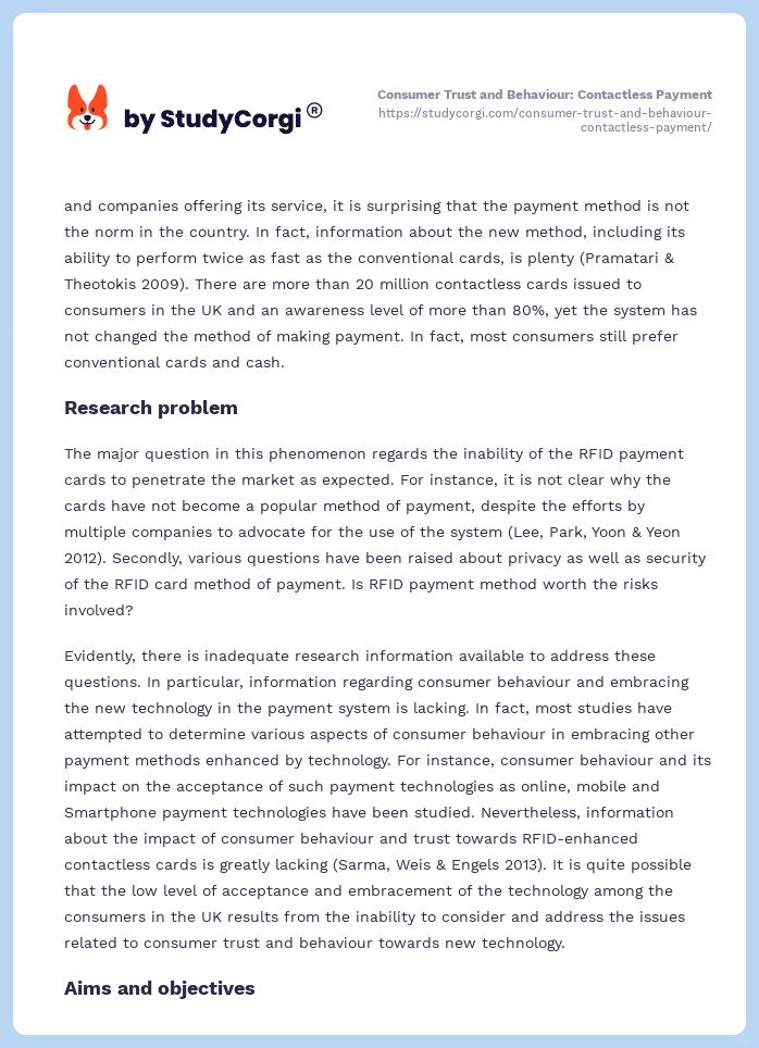 Consumer Trust and Behaviour: Contactless Payment. Page 2