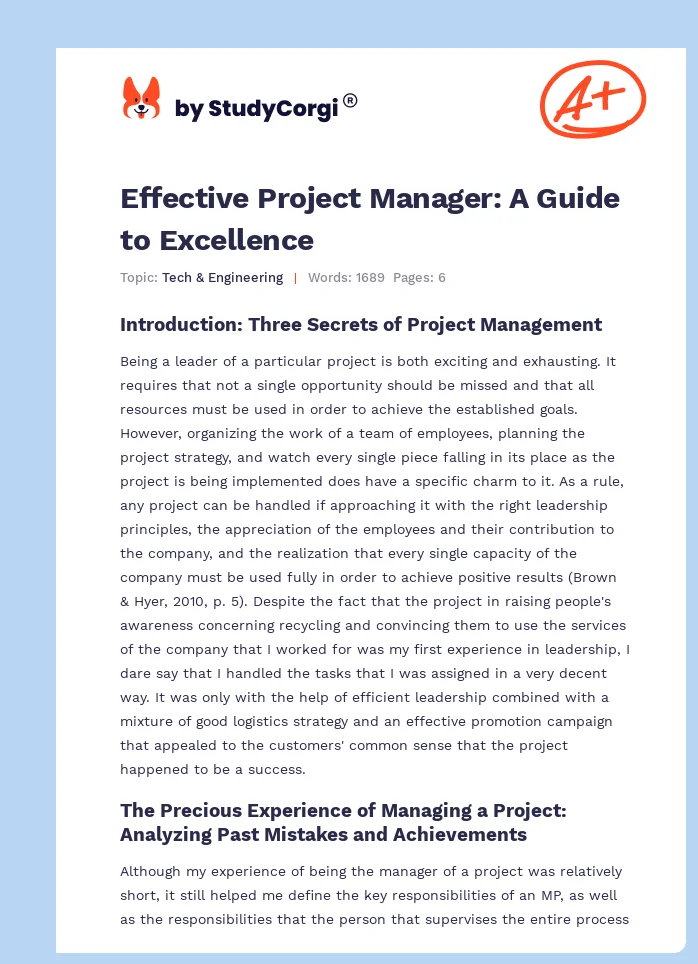 Effective Project Manager: A Guide to Excellence. Page 1