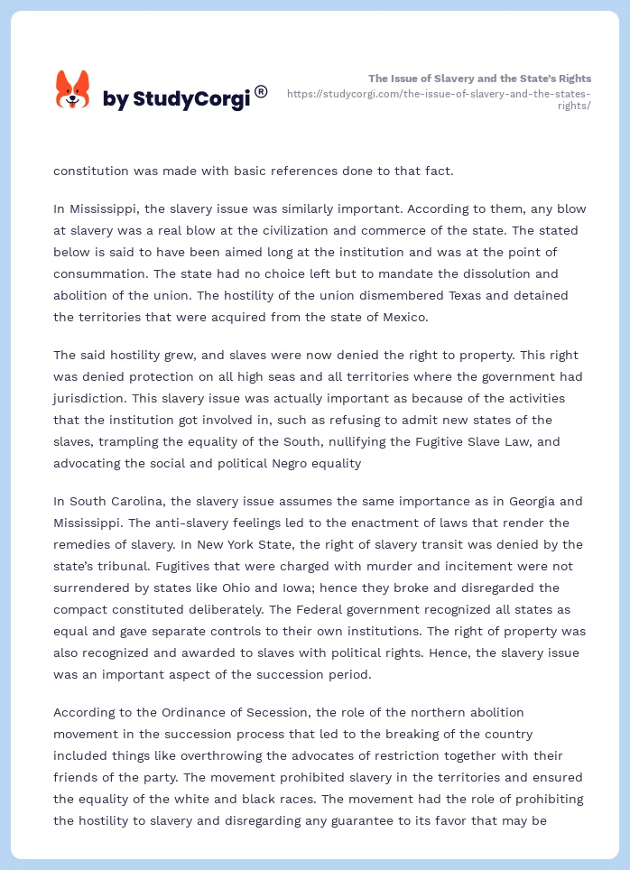 The Issue of Slavery and the State’s Rights. Page 2