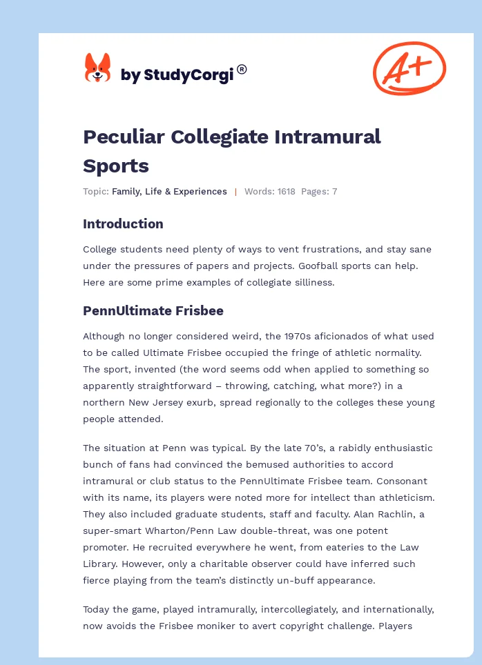 Peculiar Collegiate Intramural Sports. Page 1