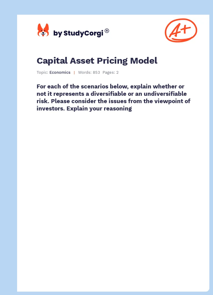 Capital Asset Pricing Model. Page 1