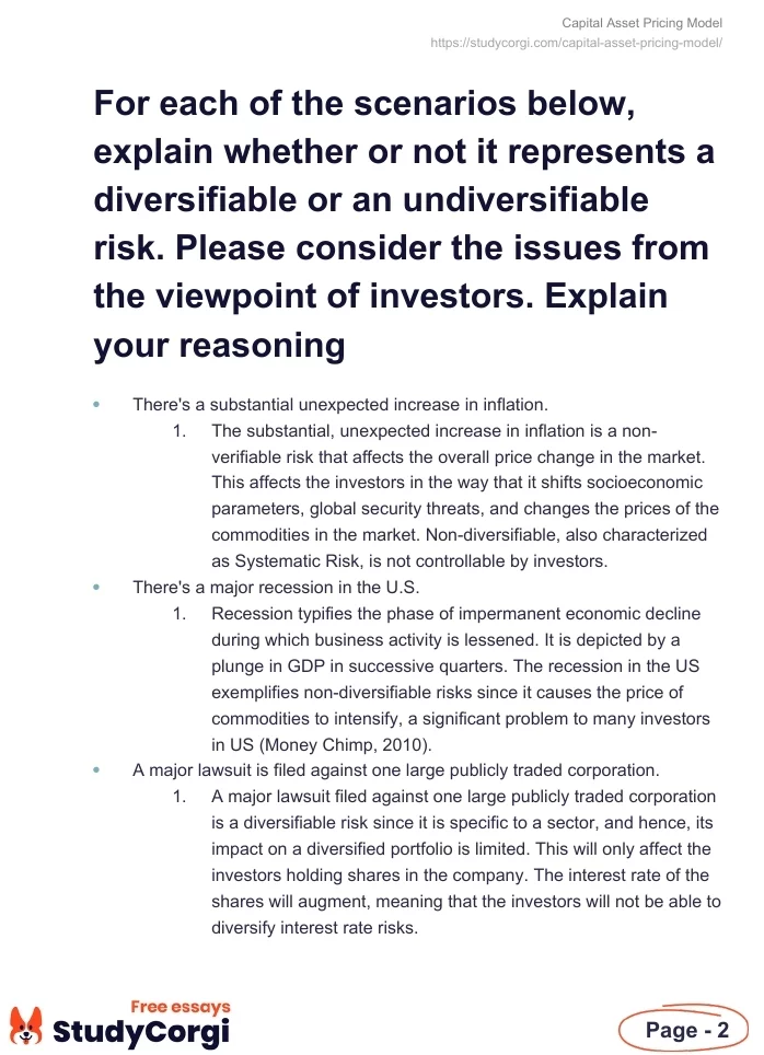 Capital Asset Pricing Model. Page 2