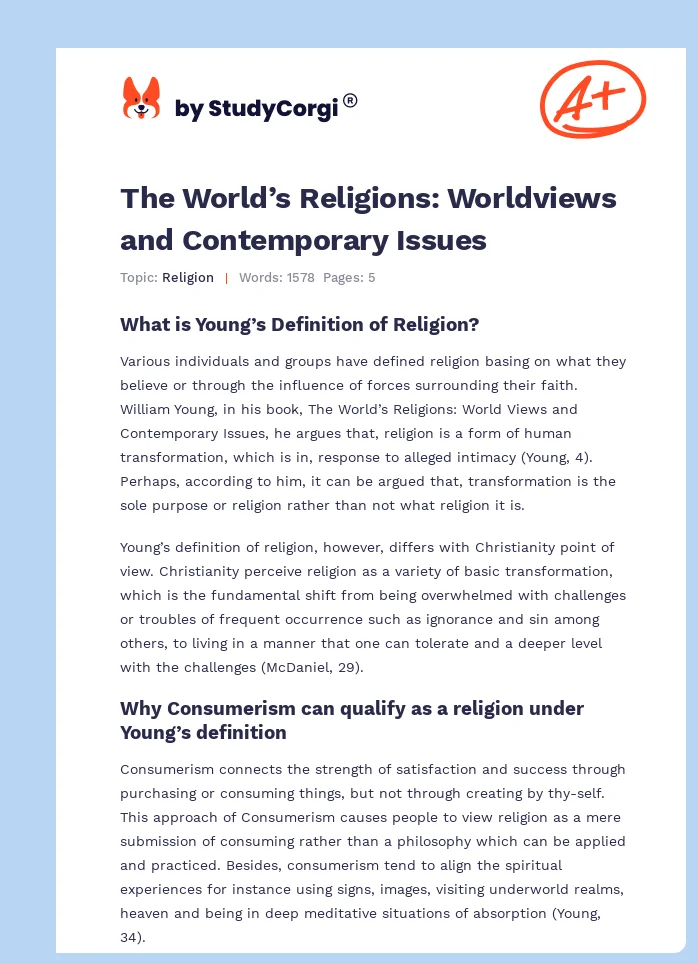 The World’s Religions: Worldviews and Contemporary Issues. Page 1