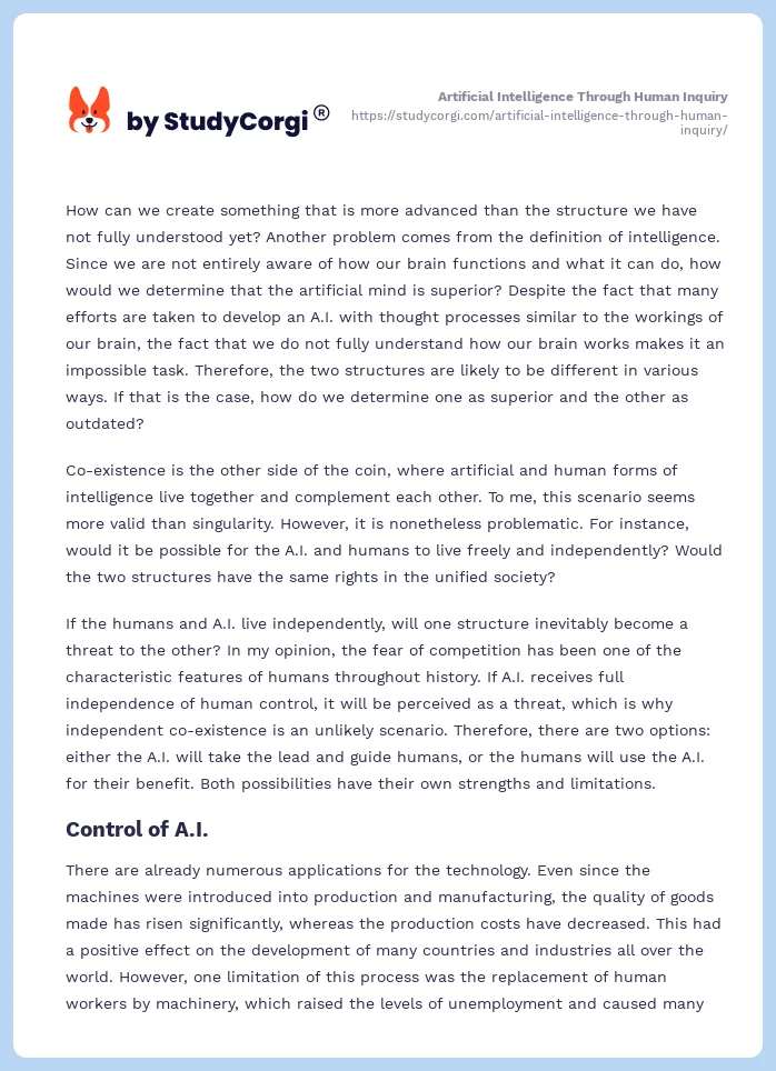 Artificial Intelligence Through Human Inquiry. Page 2