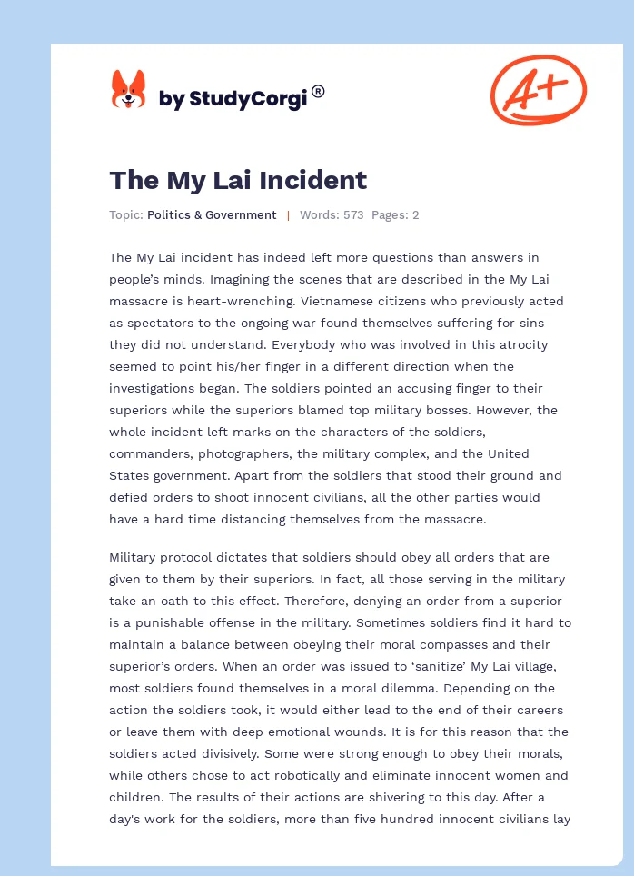 The My Lai Incident. Page 1