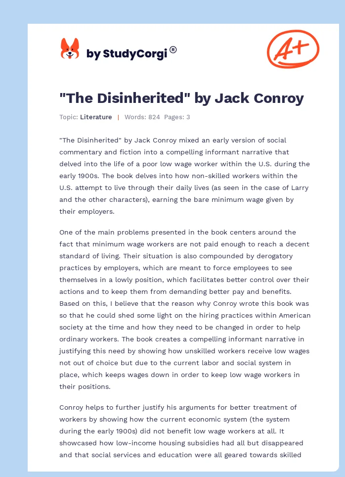 "The Disinherited" by Jack Conroy. Page 1