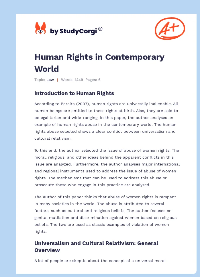 Human Rights in Contemporary World. Page 1