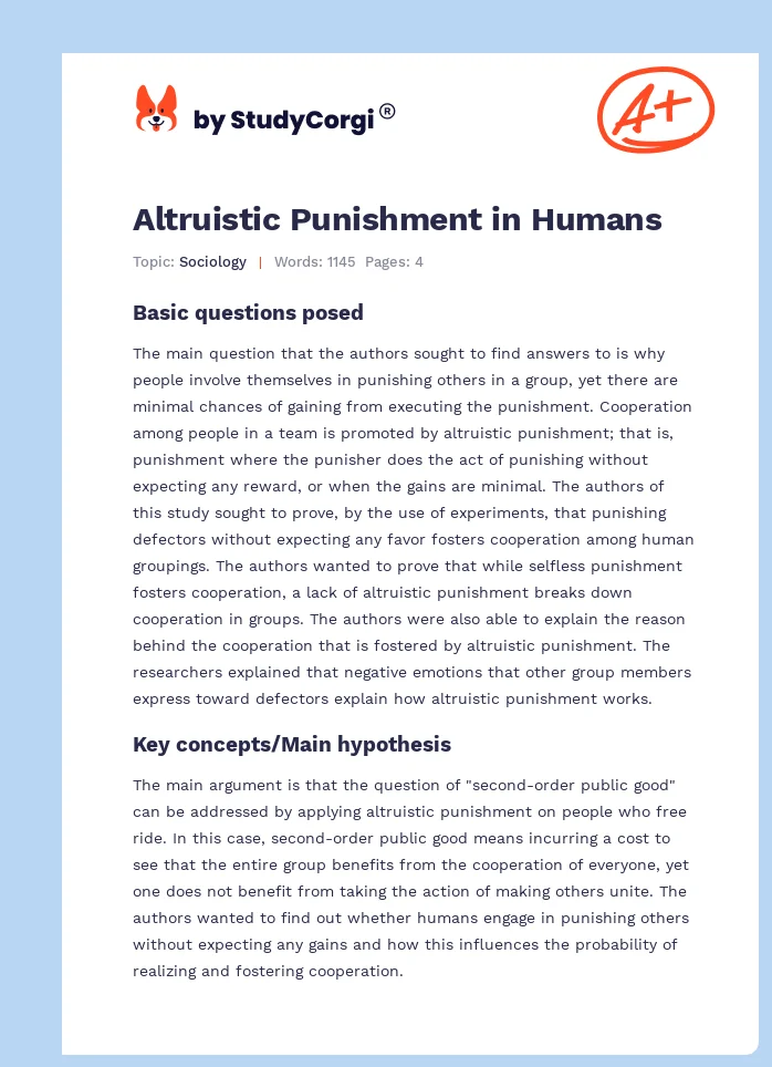 Altruistic Punishment in Humans. Page 1