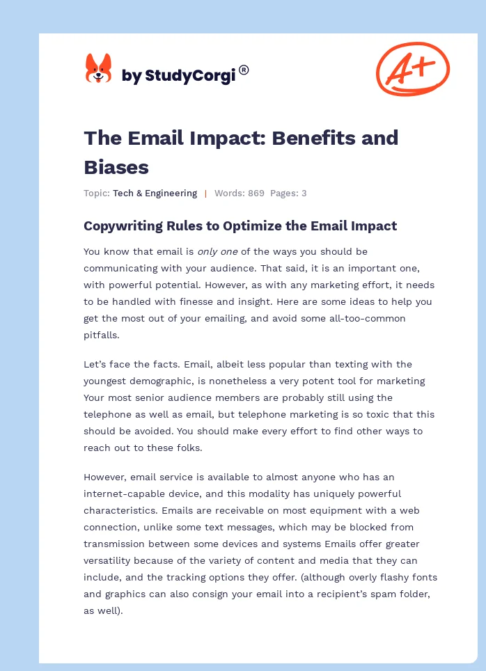 The Email Impact: Benefits and Biases. Page 1