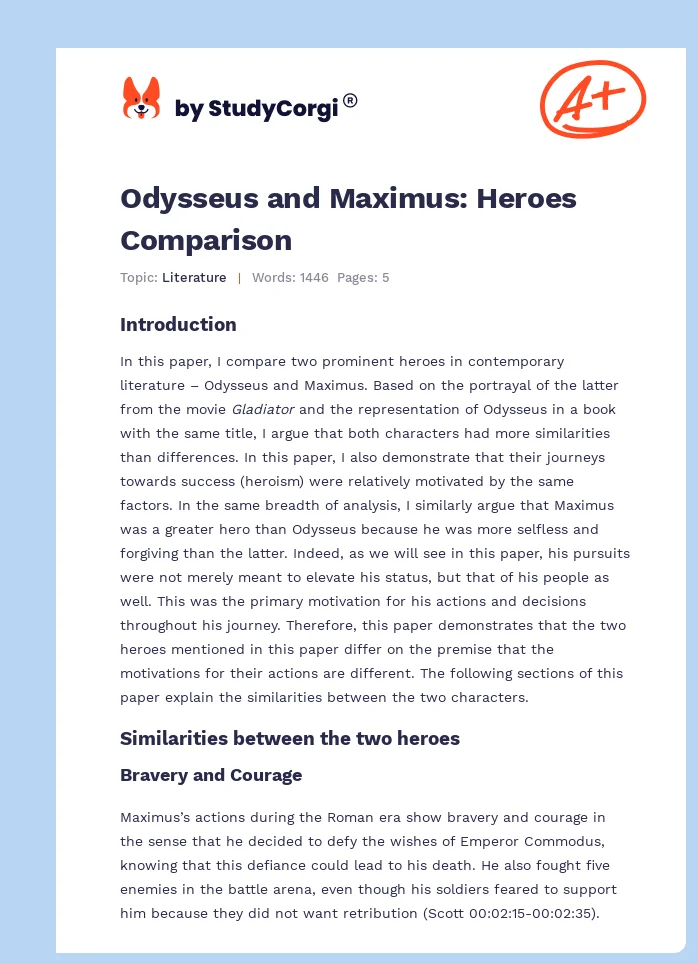 Odysseus and Maximus: Heroes Comparison. Page 1