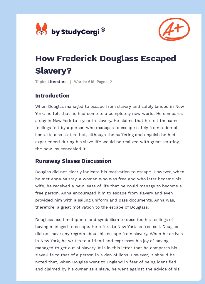 How Frederick Douglass Escaped Slavery?. Page 1