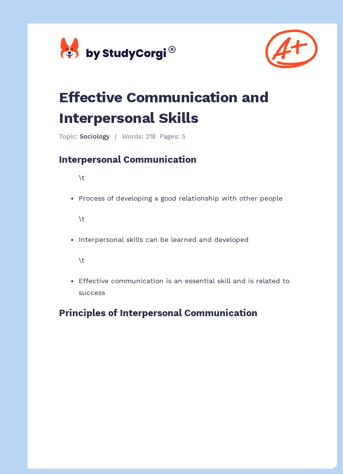 communication and interpersonal skills essay