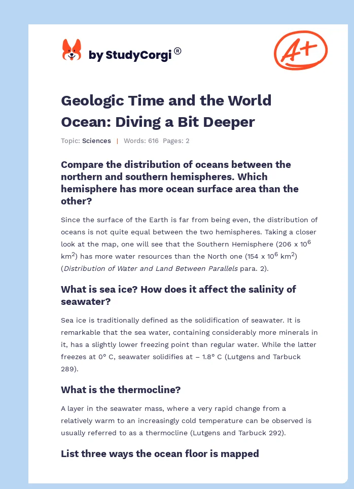 Geologic Time and the World Ocean: Diving a Bit Deeper. Page 1