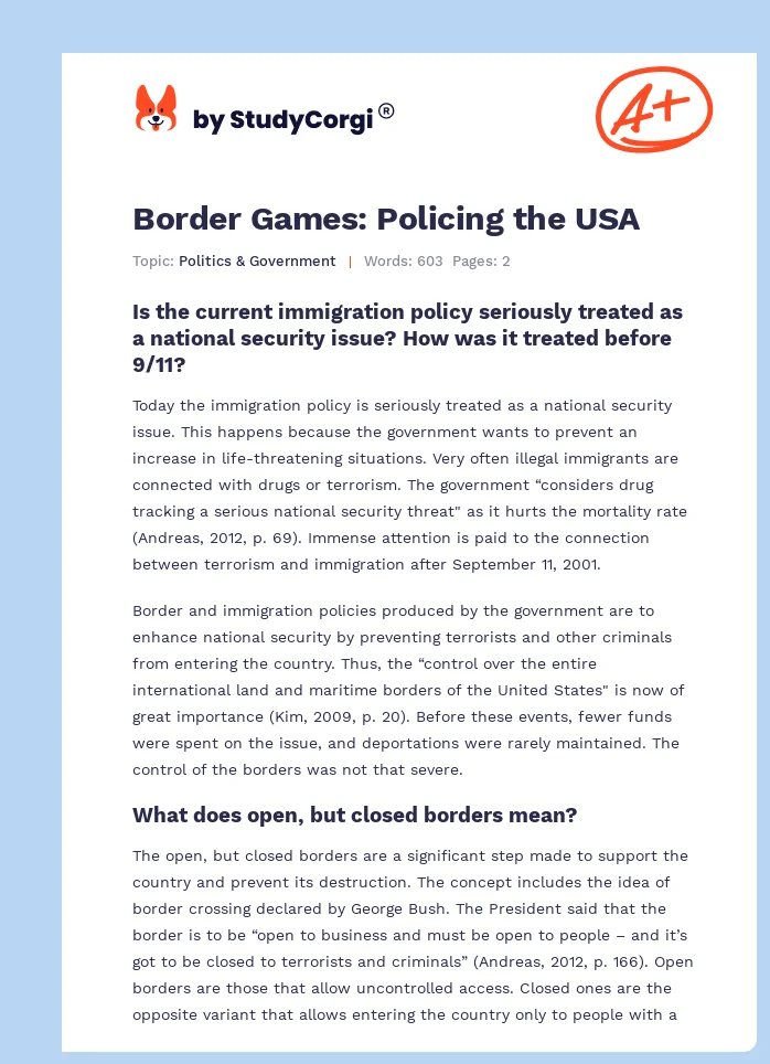 Border Games: Policing the USA. Page 1