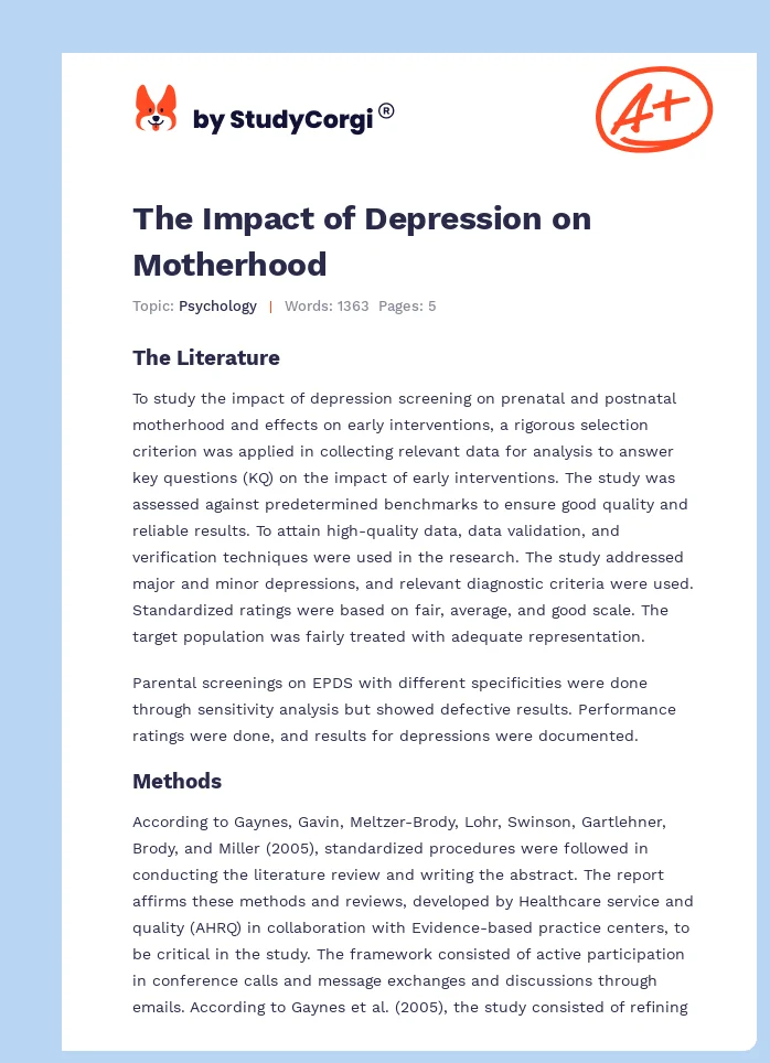 The Impact of Depression on Motherhood. Page 1