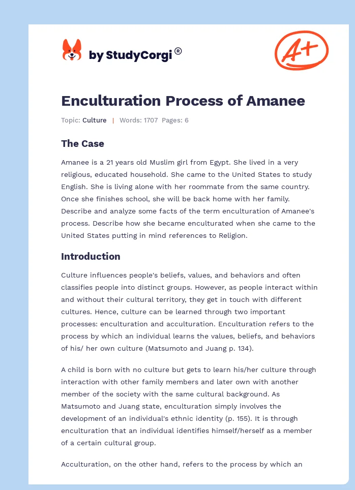 Enculturation Process of Amanee. Page 1