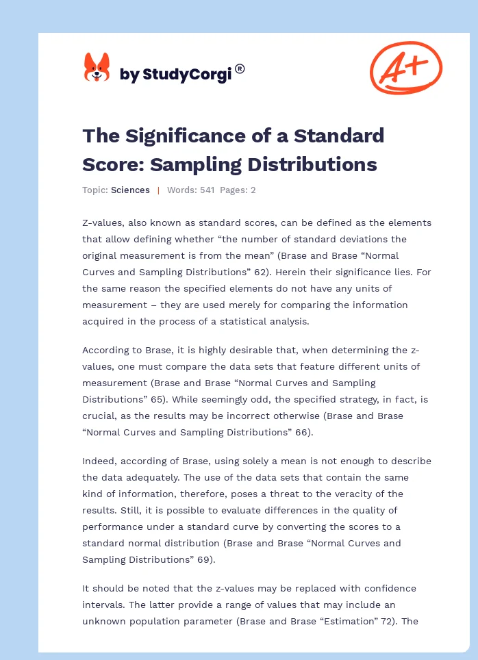 The Significance of a Standard Score: Sampling Distributions. Page 1