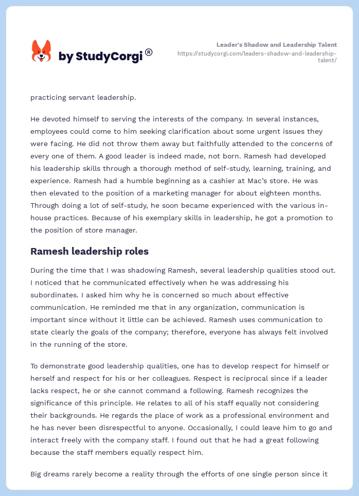Leader's Shadow and Leadership Talent. Page 2