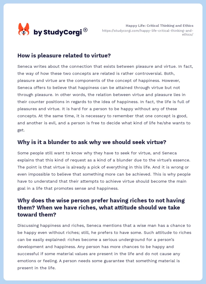 Happy Life: Critical Thinking and Ethics. Page 2