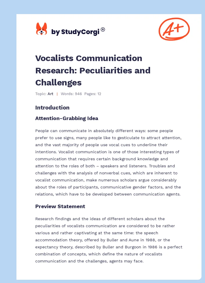 Vocalists Communication Research: Peculiarities and Challenges. Page 1