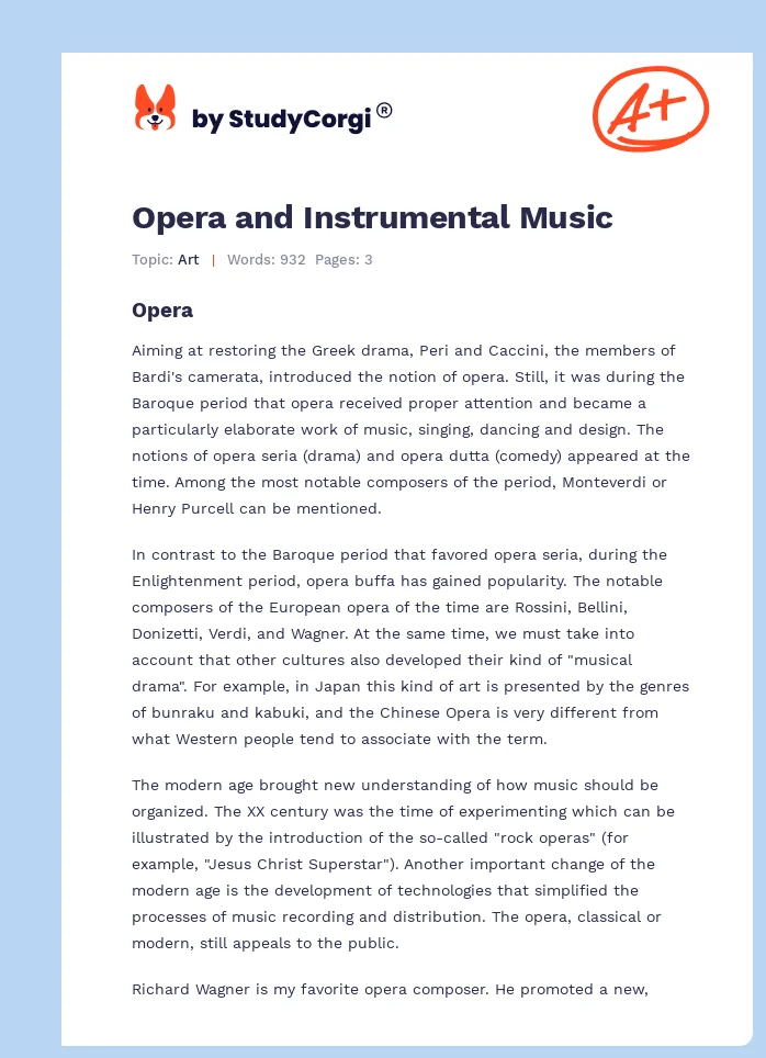 Opera and Instrumental Music. Page 1