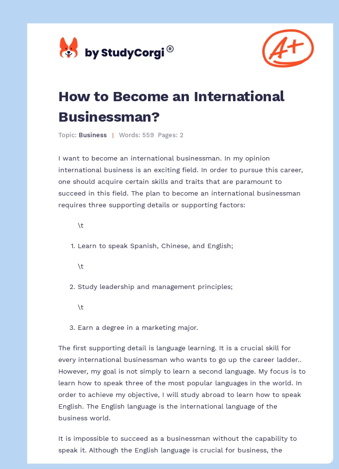 How to Become an International Businessman?. Page 1