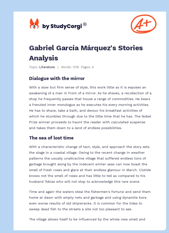 Gabriel García Márquez's Stories Analysis. Page 1