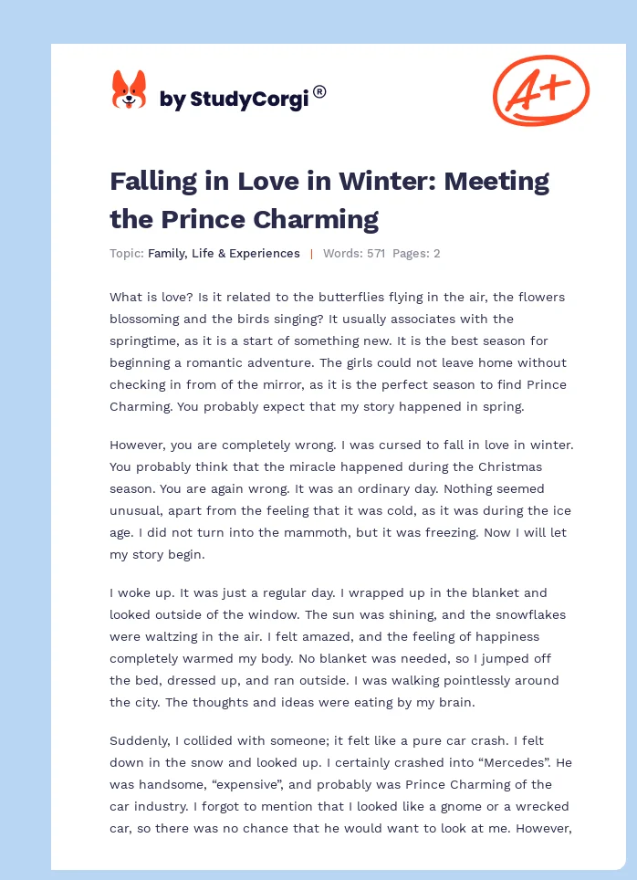 Falling in Love in Winter: Meeting the Prince Charming. Page 1