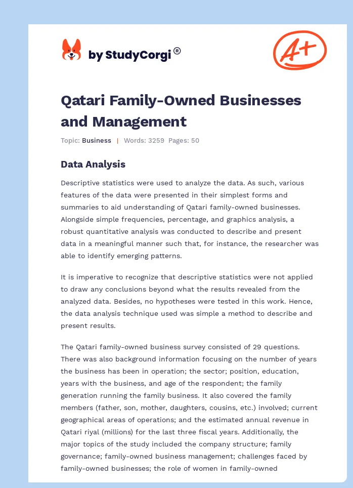 Qatari Family-Owned Businesses and Management. Page 1